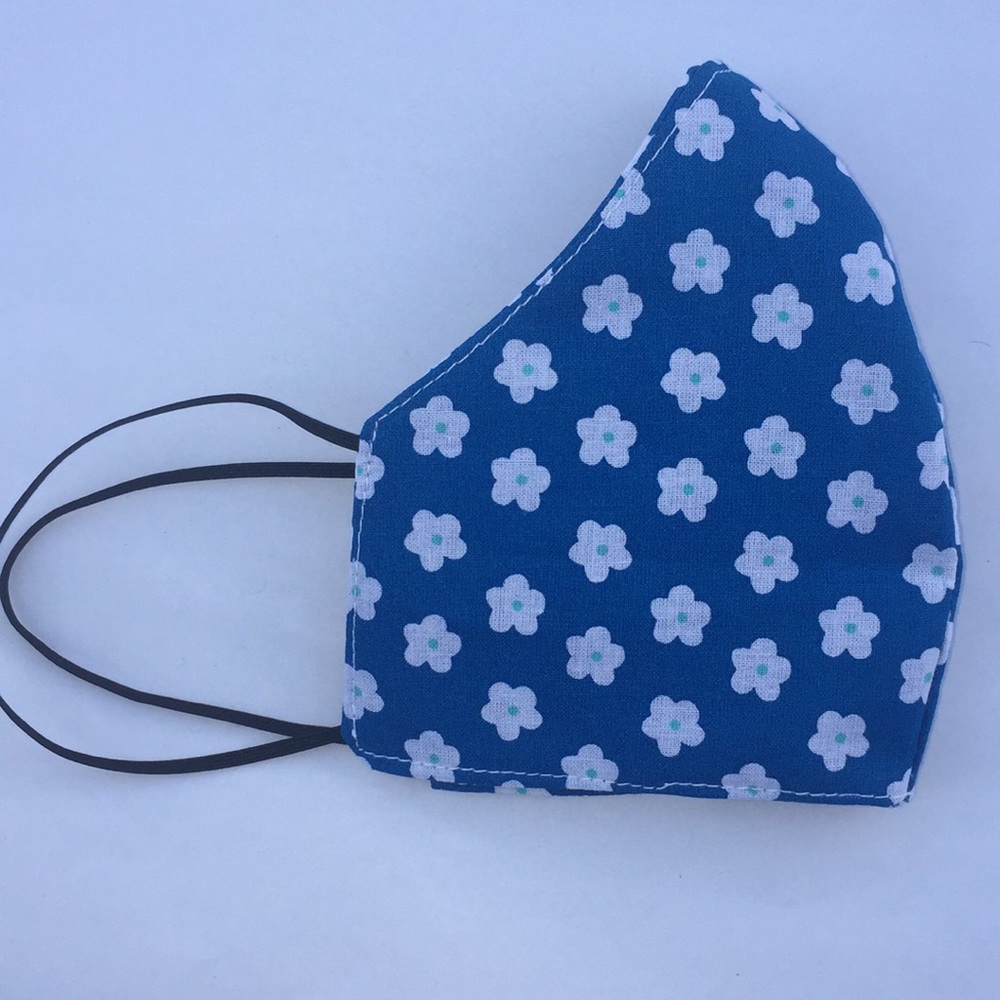 Blue with White Flowers Print Mask